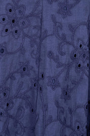 Product shot of the Essentials Broderie Strappy Cotton Dress - Navy in colour Navy, showing detail