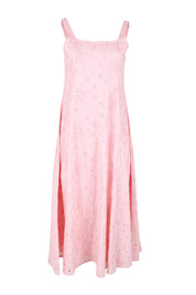 Product shot of the Essentials Broderie Strappy Cotton Dress - Pink in colour Pink, from the front