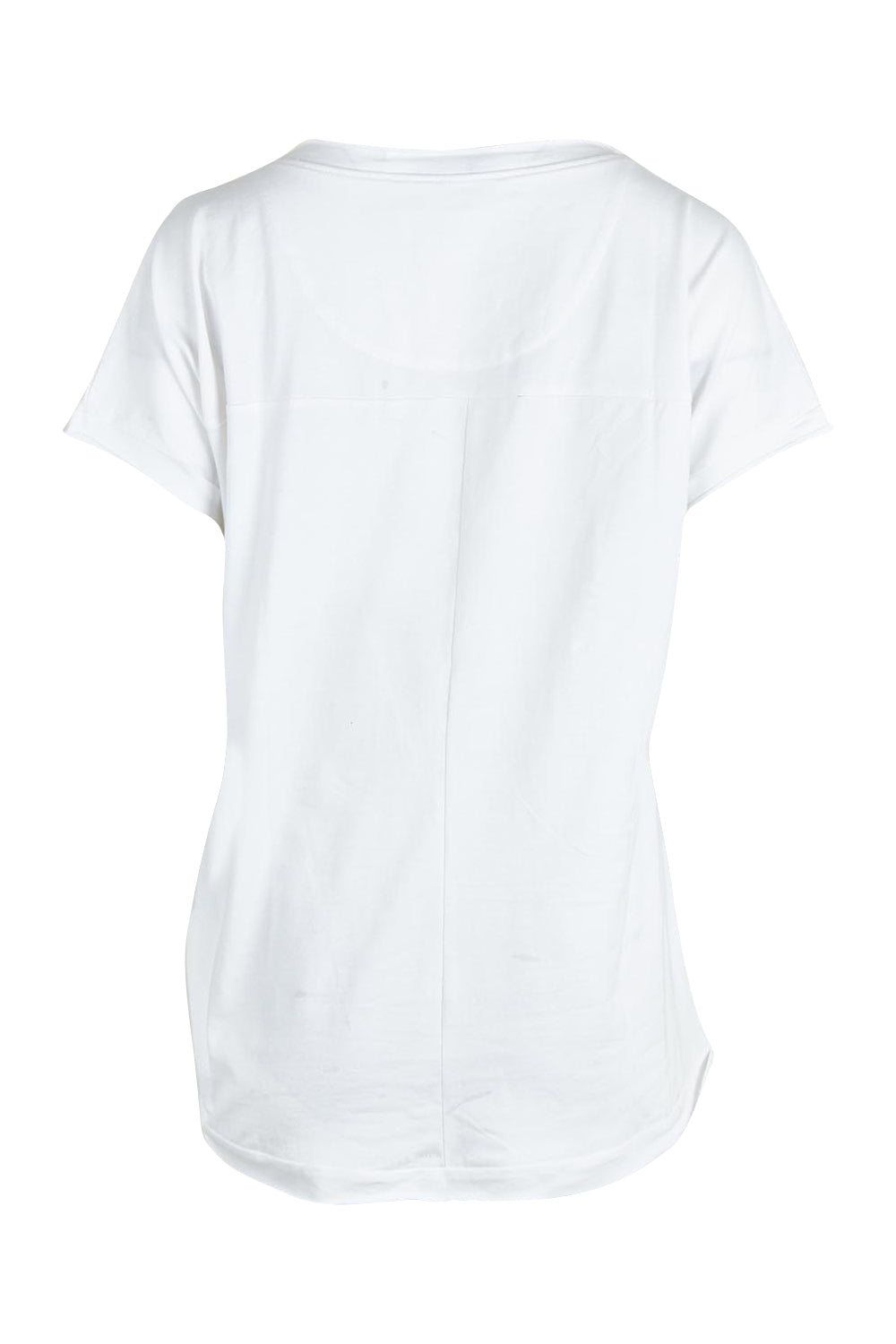 Product shot of the Embellished Cotton Tee in colour Whitepalm (White), from the back