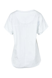 Product shot of the Embellished Cotton Tee in colour Whitepine, from the back