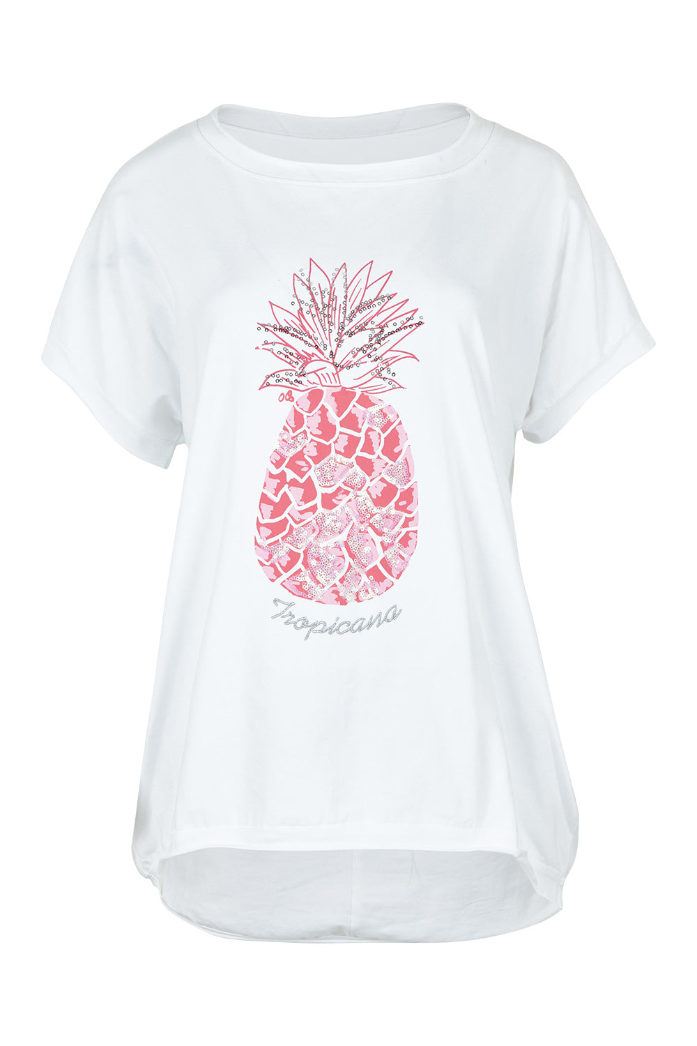 Product shot of the Embellished Cotton Tee in colour Whitepine, from the front