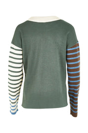 Product shot of the Knit Reversible Organic Cotton Jumper in colour Colour1 (Green), from the back