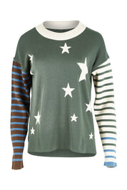 Product shot of the Knit Reversible Organic Cotton Jumper in colour Colour1 (Green), from the front