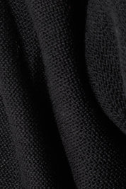 Product shot of the Essentials Organic Cotton Boat Ls Neck Top in colour Black (Black), detail