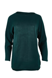 Product shot of the Essentials Organic Cotton Boat Ls Neck Top in colour Pine (Green), from the front