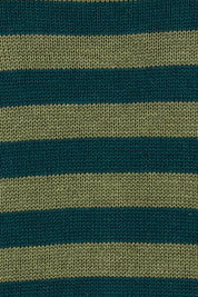 Product shot of the Essentials Organic Cotton Knit Stripe Top in colour Pineolive (Green), detail