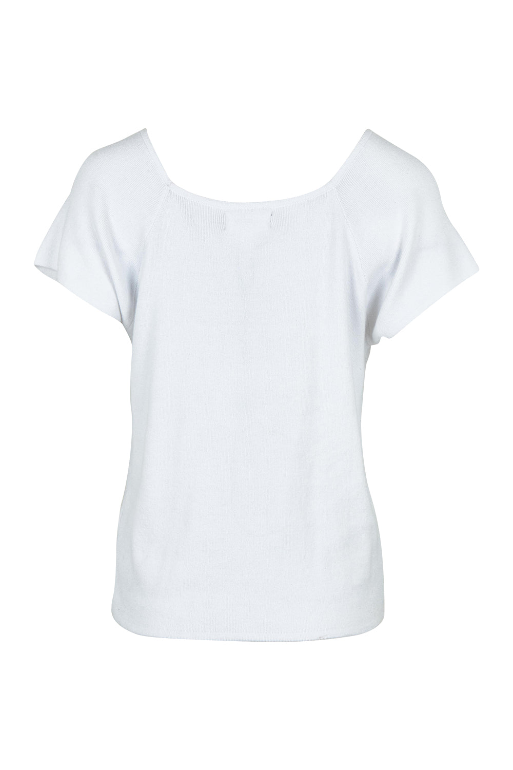 Product shot of the Essentials Squareneck Knit Cotton Top in colour White (White), from the back