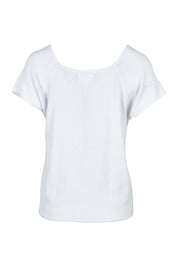 Product shot of the Essentials Squareneck Knit Cotton Top in colour White (White), from the back