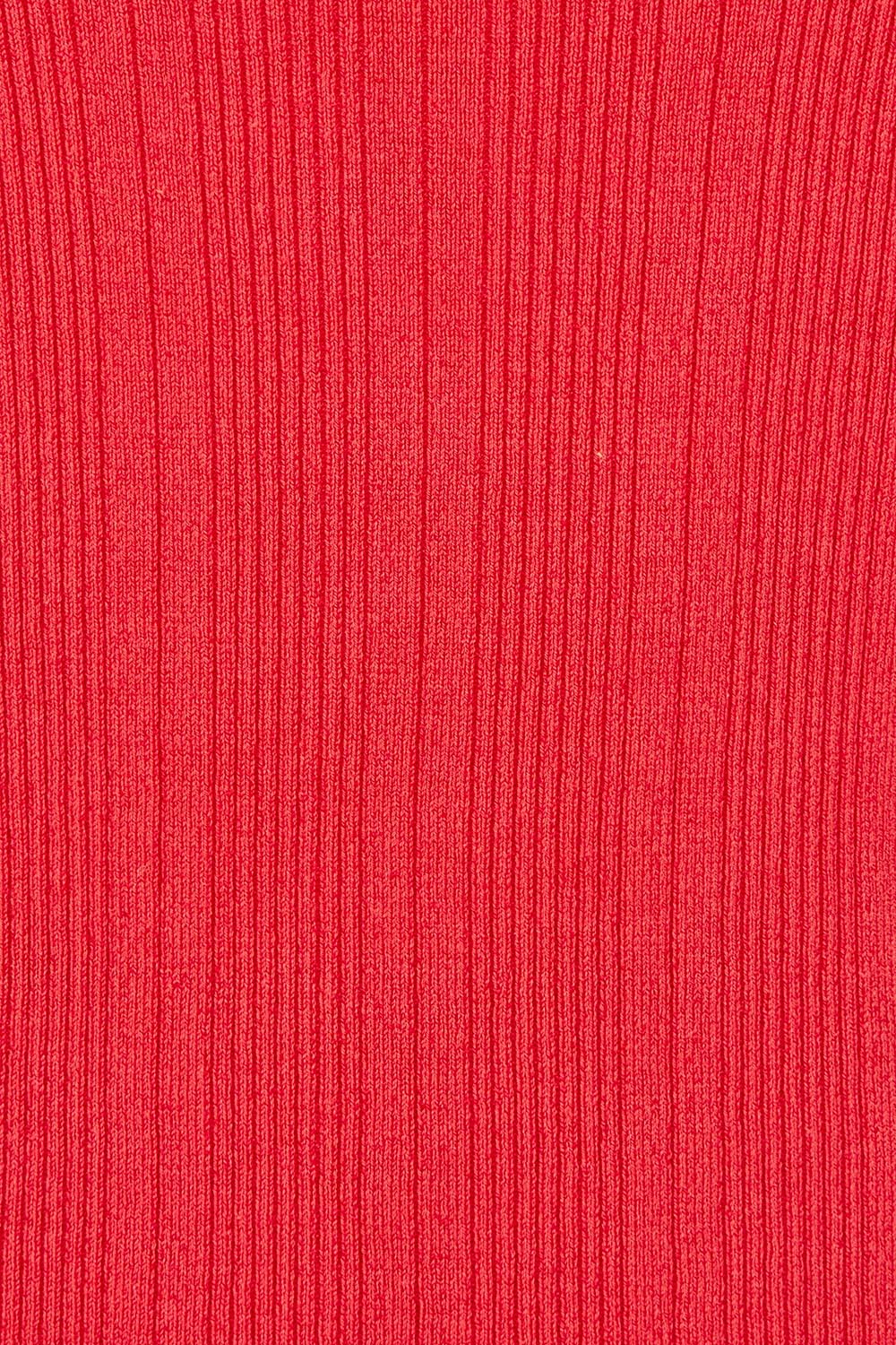 Product shot of the Essentials Squareneck Knit Cotton Tank in colour Red (Red), detail