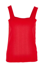 Product shot of the Essentials Squareneck Knit Cotton Tank in colour Red (Red), from the front