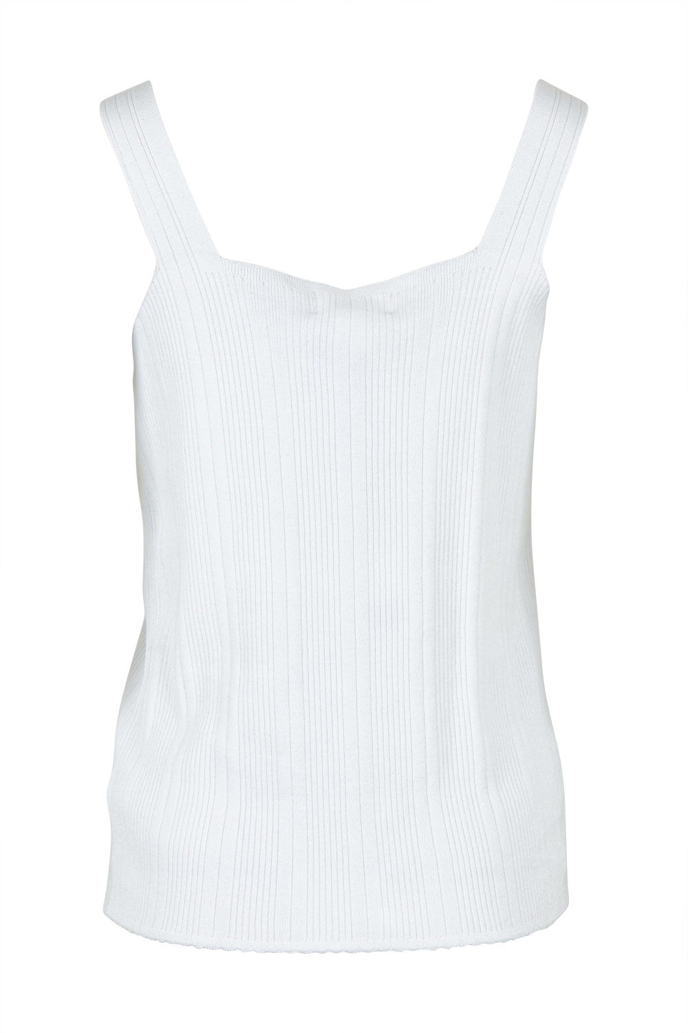 Product shot of the Essentials Squareneck Knit Cotton Tank in colour White (White), from the back