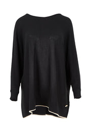 Product shot of the Knit Oversize Top in colour Black (Black), from the front