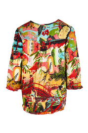 Product shot of the Pleated Top – Print in colour Print, from the back
