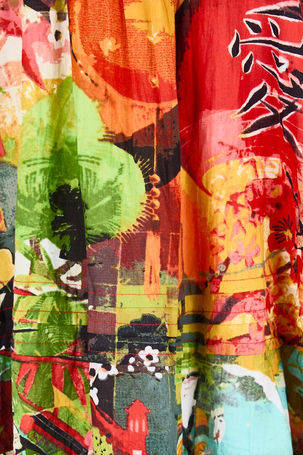 Product shot of the Pleated Top – Print in colour Print, showing detail