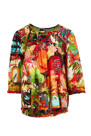Product shot of the Pleated Top – Print in colour Print, from the front