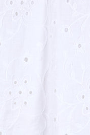 Product shot of the Essentials Broderie Frill Sleeve Cotton Top - White in colour White, showing detail