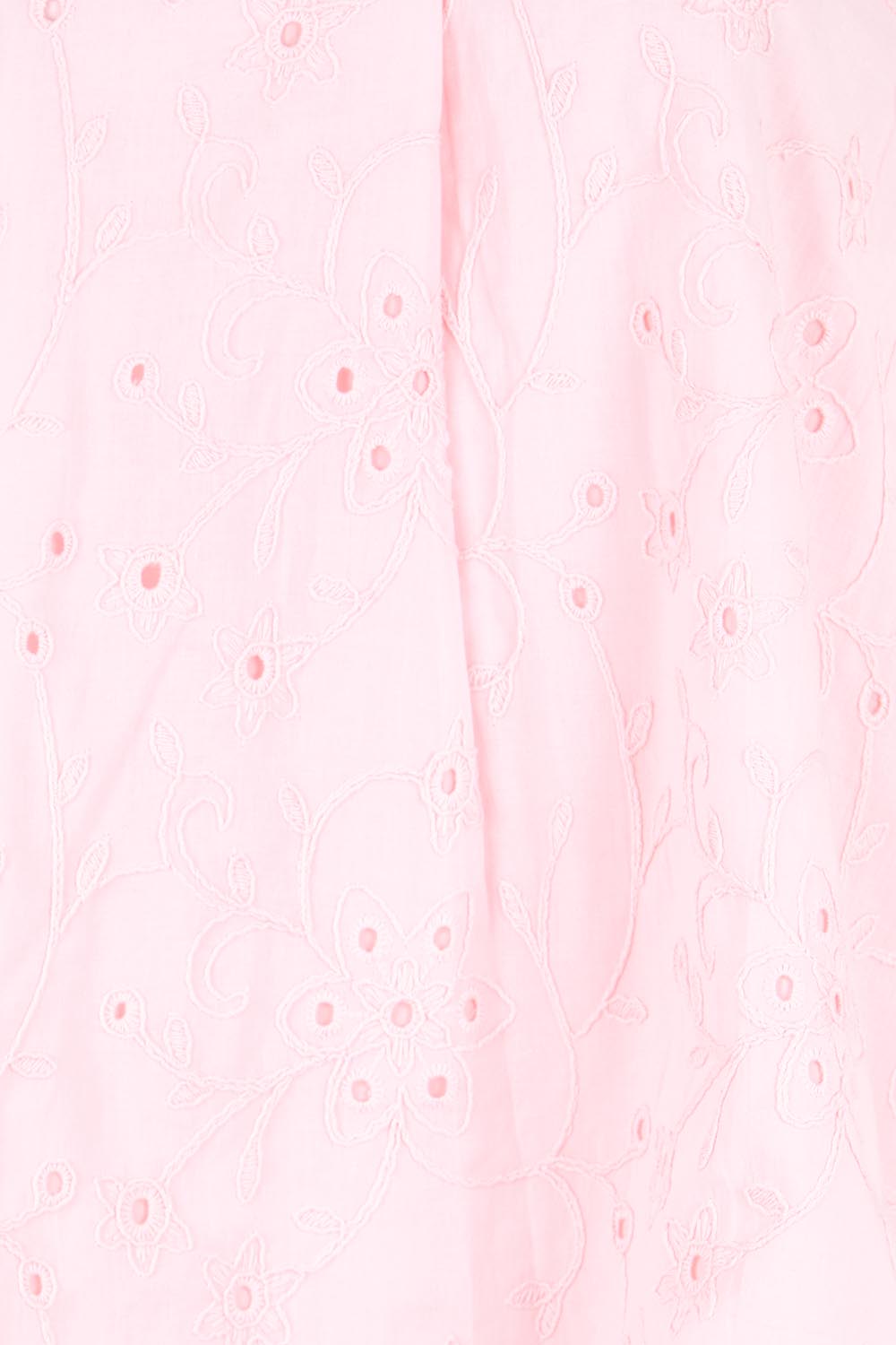 Product shot of the Essentials Broderie Cotton Top - Pink in colour Pink, showing detail