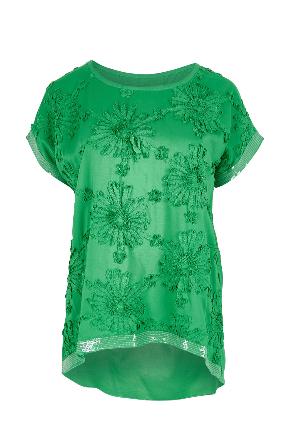 Product shot of the Embellished Tee – Green in colour Green, from the front