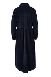 Product shot of the Corduroy Collar Dress in colour Navy (Blue), from the back
