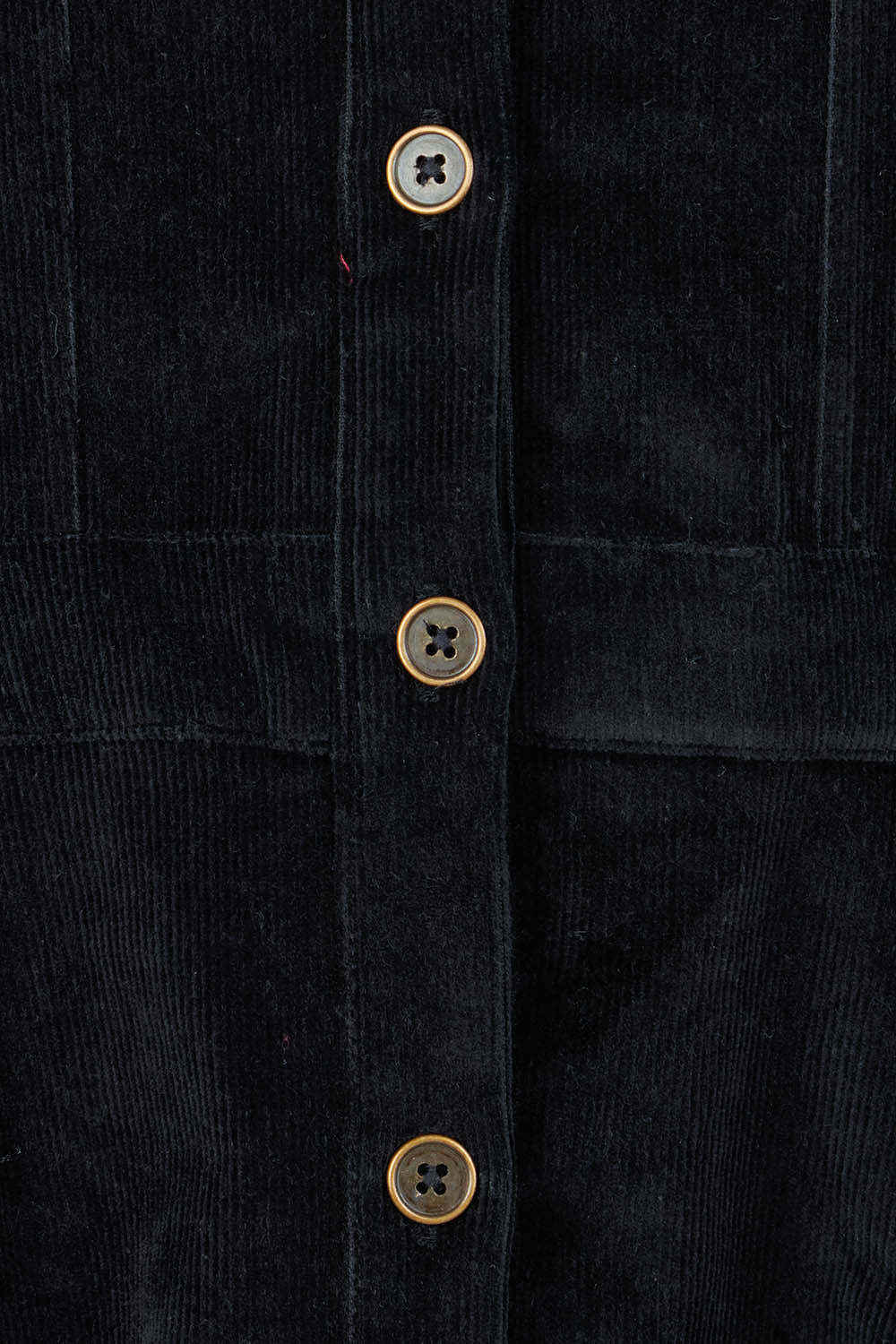 Product shot of the Cotton Corduroy Button Dress in colour Black (Black), detail