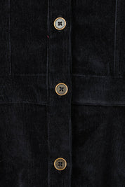 Product shot of the Cotton Corduroy Button Dress in colour Black (Black), detail