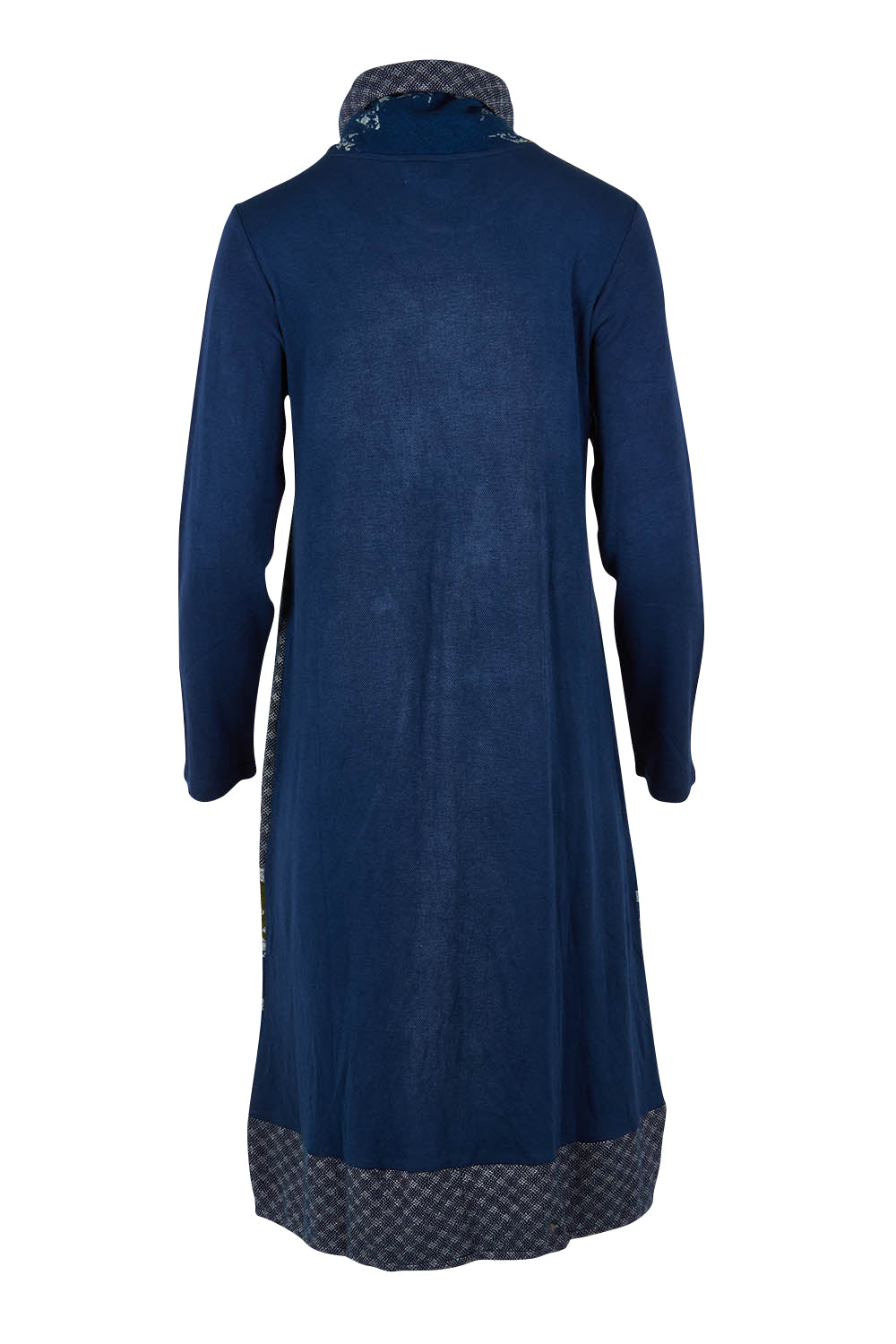 Product shot of the Dancing Queen Cotton Patch Dress in colour Dancing (Blue), from the back