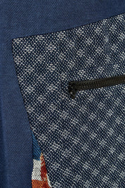 Product shot of the Dancing Queen Cotton Patch Dress in colour Dancing (Blue), detail