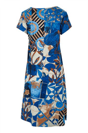 Product shot of the Wyndham Shift Flair Cotton Dress in colour Print, from the back