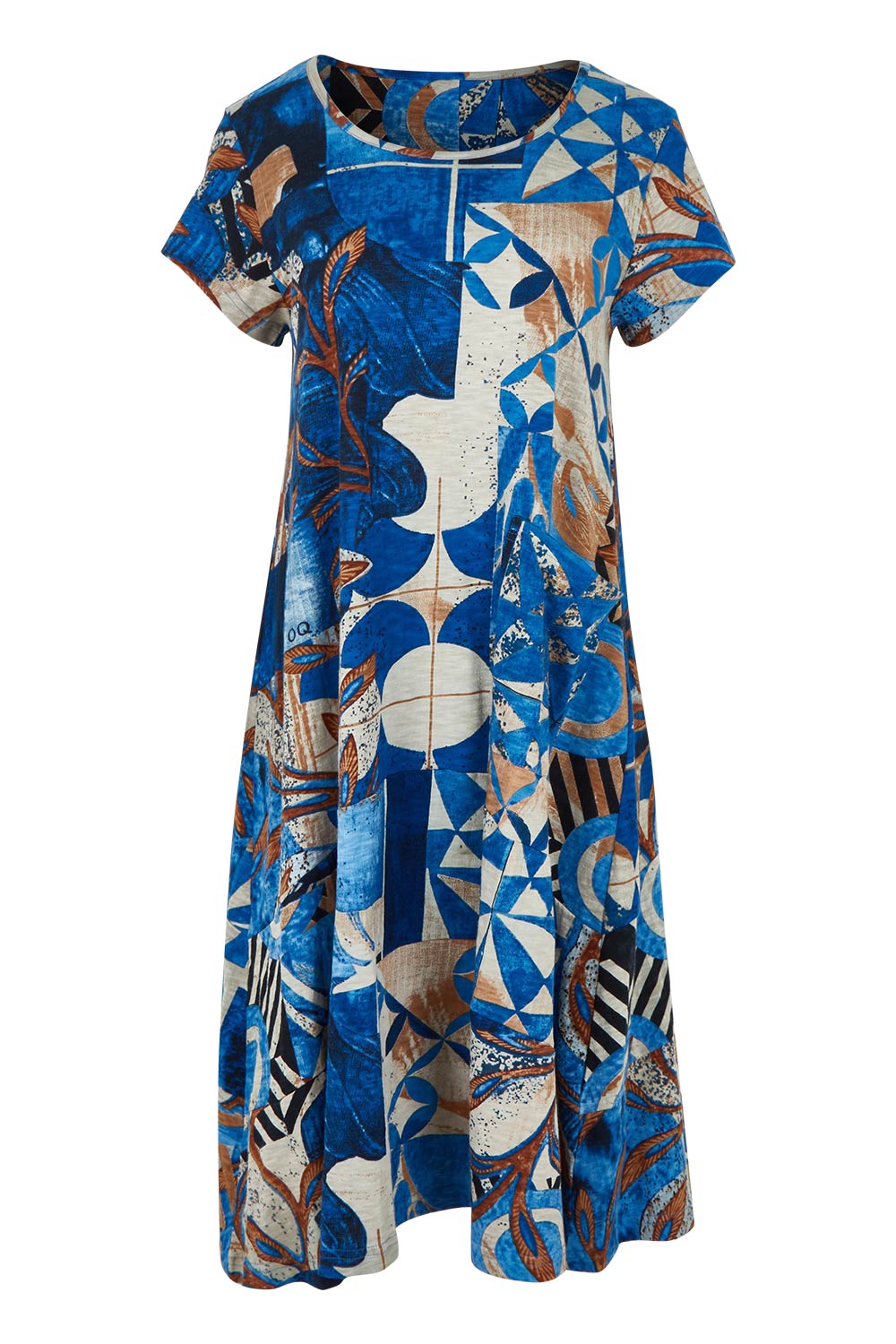 Product shot of the Wyndham Shift Flair Cotton Dress in colour Print, from the front