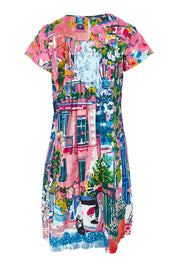 Product shot of the Ezy Fit Cotton Dress in colour Scooter (Pink), from the back