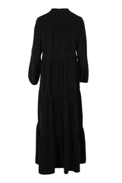 Product shot of the Essentials Cord Layered Maxi Dress in colour Black (Black), from the back