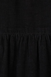 Product shot of the Essentials Cord Layered Maxi Dress in colour Black (Black), detail