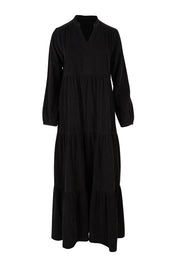 Product shot of the Essentials Cord Layered Maxi Dress in colour Black (Black), from the front