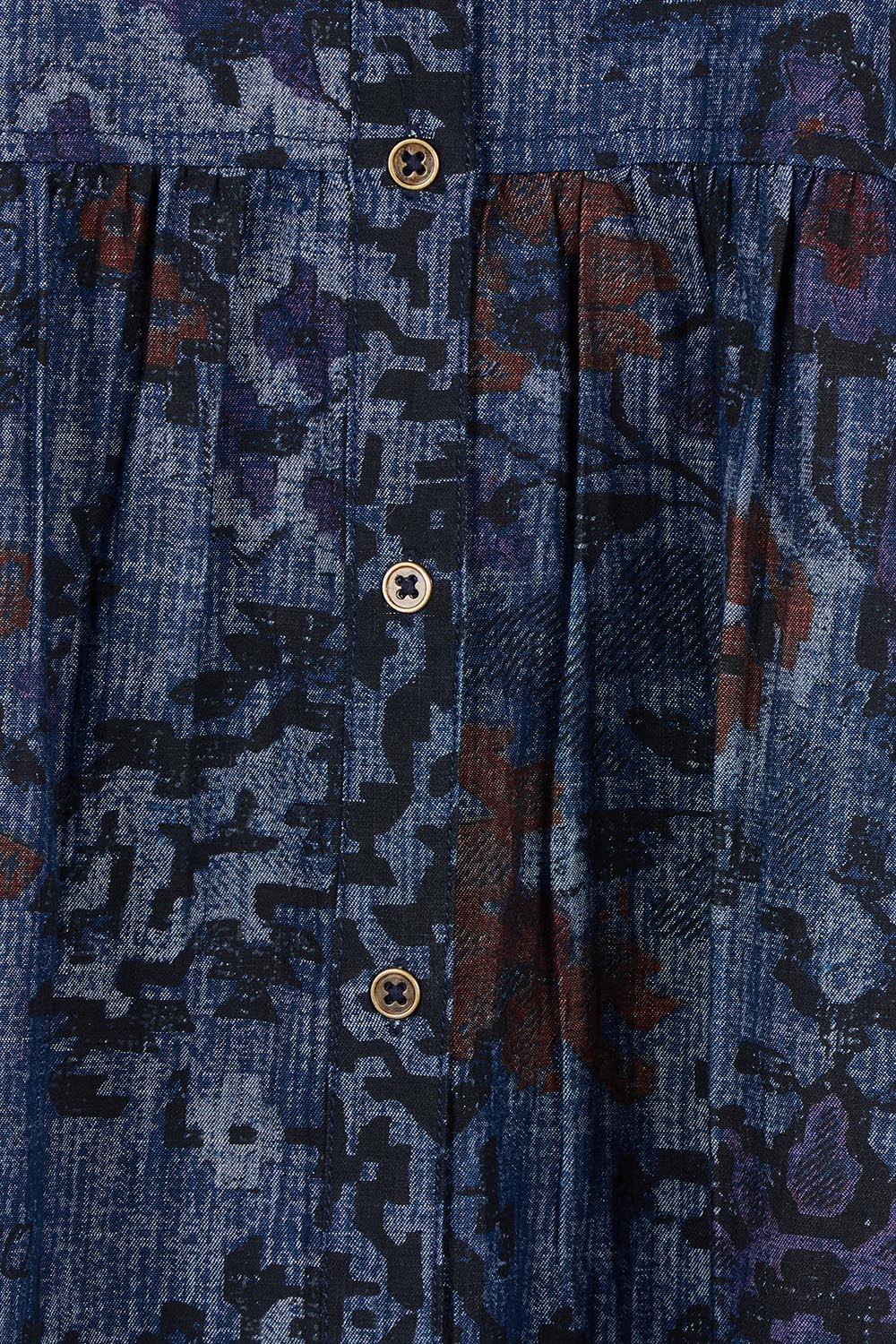 Product shot of the Midi Collar Dress in colour Tabriz (Blue), detail
