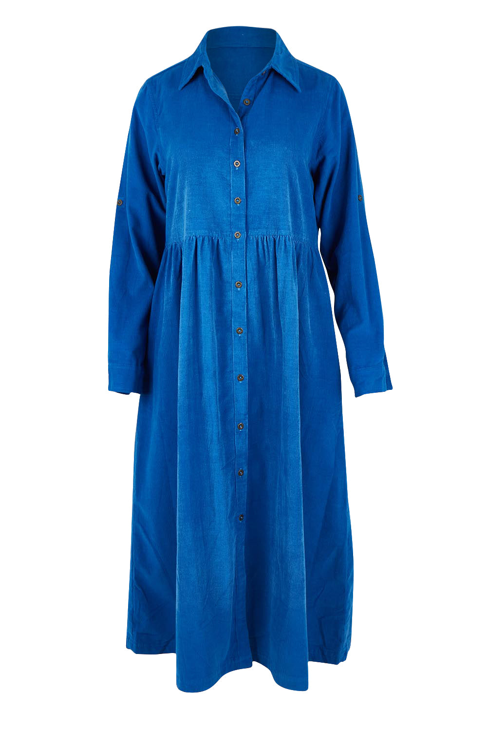 Cord Collar Buttons Dress – Cobalt