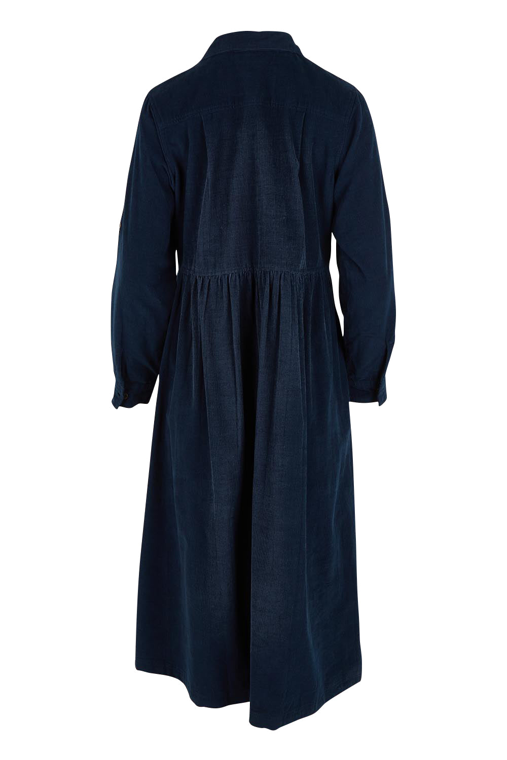 Cord Collar Buttons Dress – Navy