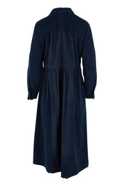 Cord Collar Buttons Dress – Navy