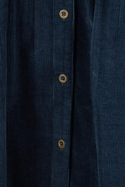 Cord Collar Buttons Dress – Navy
