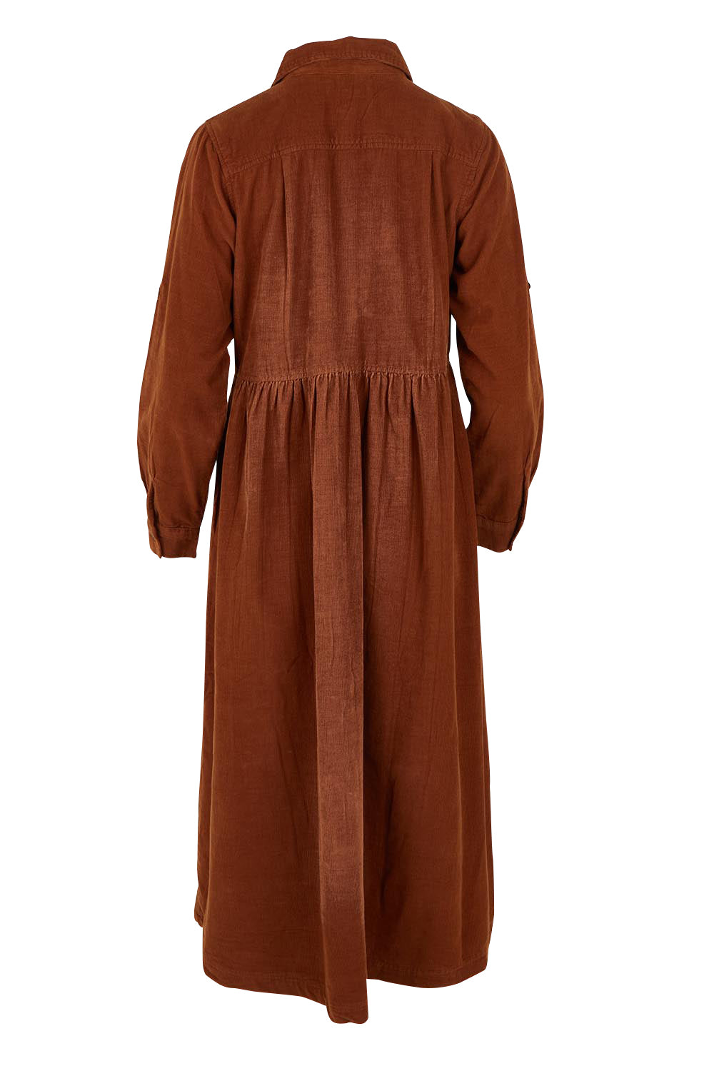 Cord Collar Buttons Dress – Tan