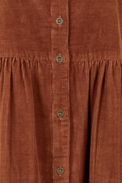 Cord Collar Buttons Dress – Tan
