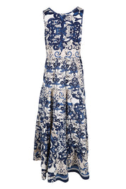 Product shot of the Sleeveless Knit Top Dress – Print in colour Print, from the back