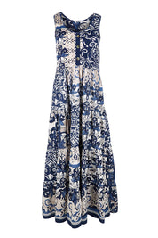 Product shot of the Sleeveless Knit Top Dress – Print in colour Print, from the front