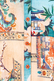 Product shot of the Long Patch Dress – Print in colour Print, showing detail