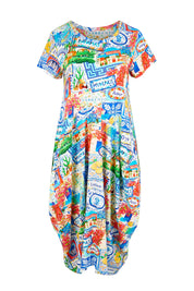 Product shot of the Horseshoe Bubble Dress – Print in colour Print, from the front
