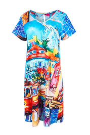 Product shot of the V-Contemporary Dress – Lisbon in colour Lisbon, from the front