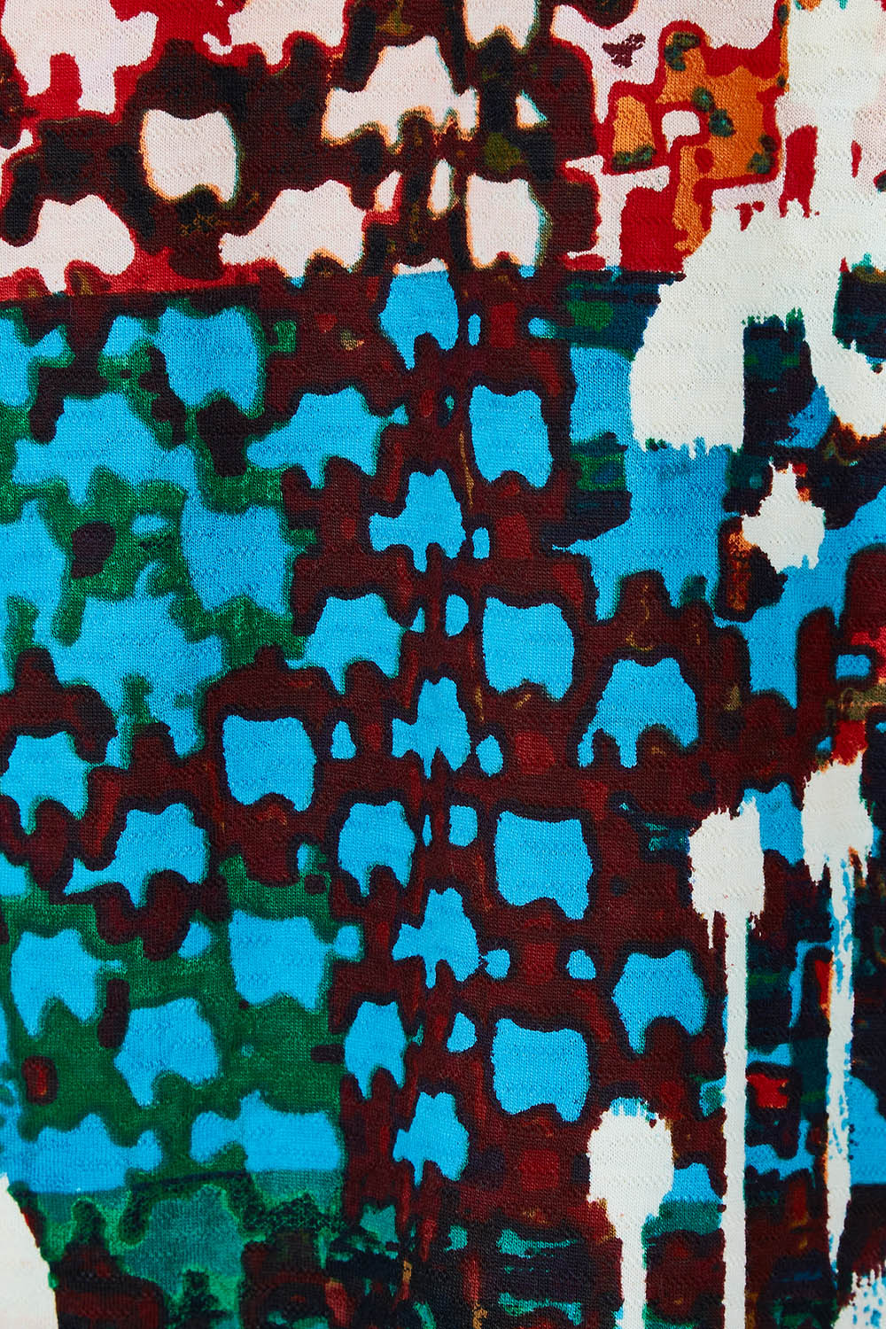 Product shot of the Ikat Crew LS Tee in colour Ikat (Red), detail