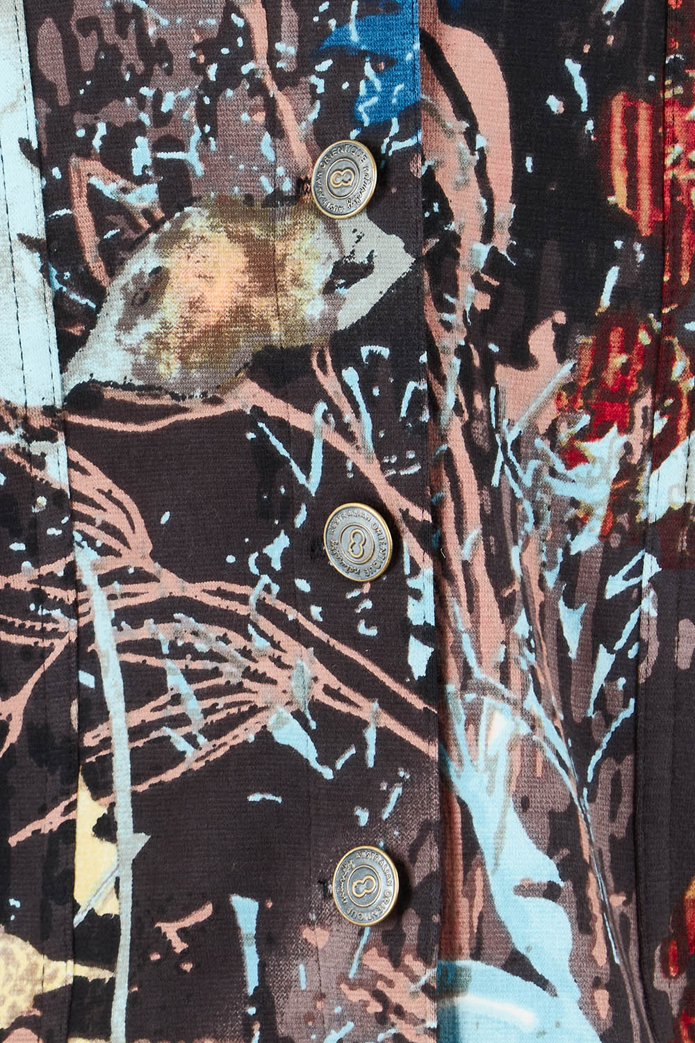 Product shot of the Organic Cotton Biker Jacket in colour Abstract, detail