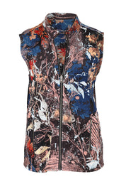 Product shot of the Abstract Reversible Zip Vest in colour Abstract, from the front