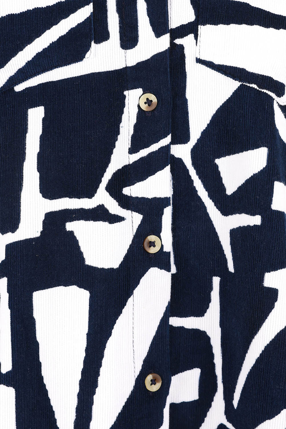 Product shot of the Corduroy Long Shirt in colour Navy (Blue), detail