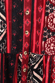 Product shot of the Jolene Cord Skirt in colour Jolene (Red), detail